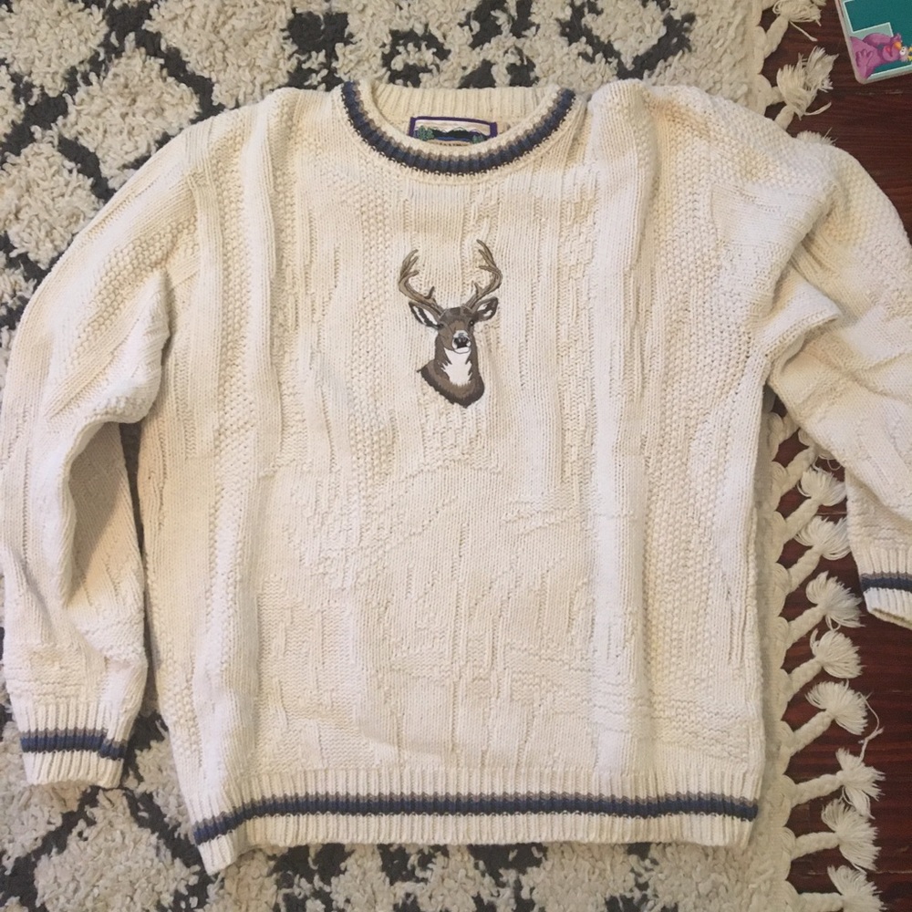 Made in USA 100% cotton Buck sweater.